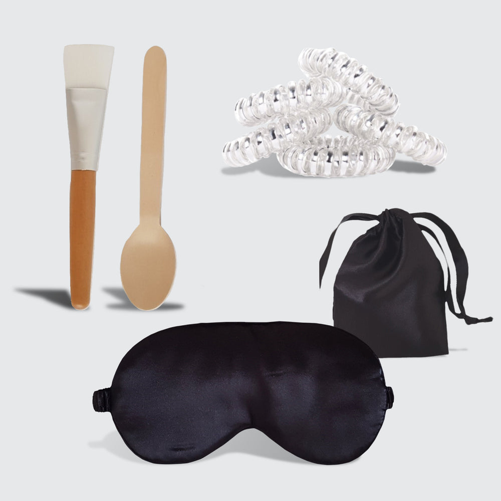 Bundle: Clay Mask Spoon, Applicator, Hair Ties, Sleep Mask